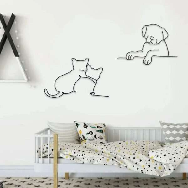 استیکر دیواری گربه سگ