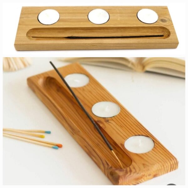 جا شمعی و جا عودی چوبی