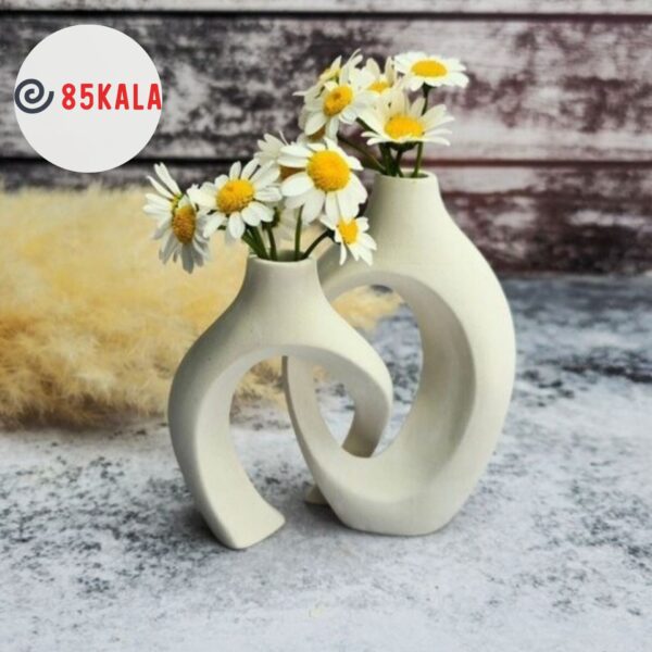 گلدان سنگ مصنوعی مدرن با طراحی هندسی منحصر‌به‌فرد