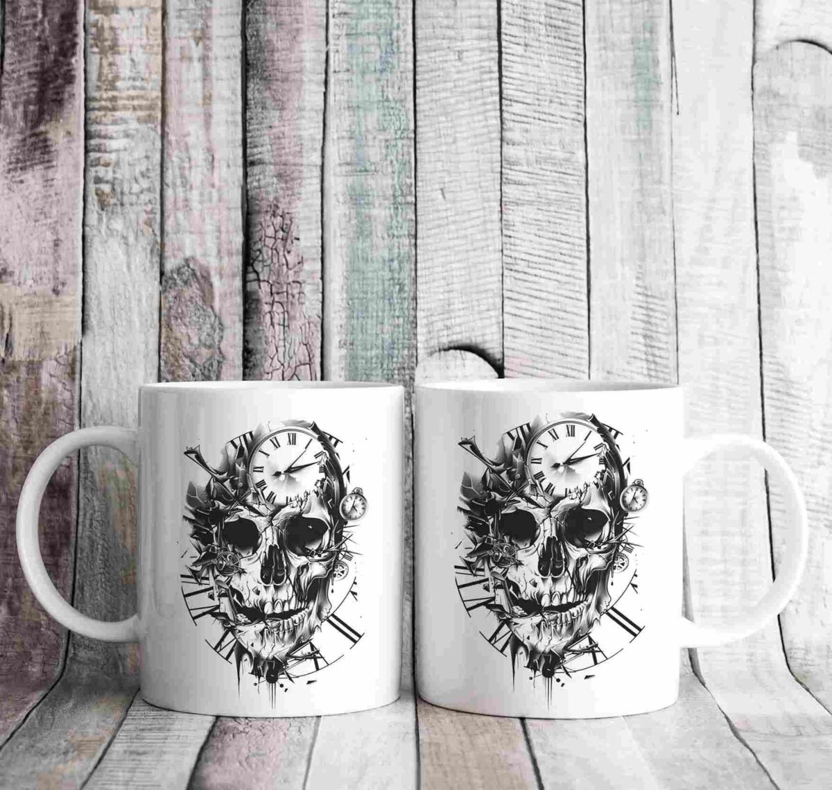 ماگ جمجمه و ساعت