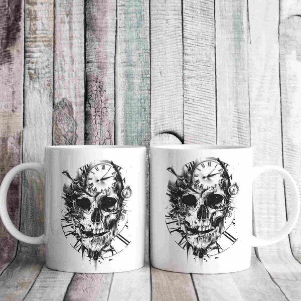 ماگ جمجمه و ساعت