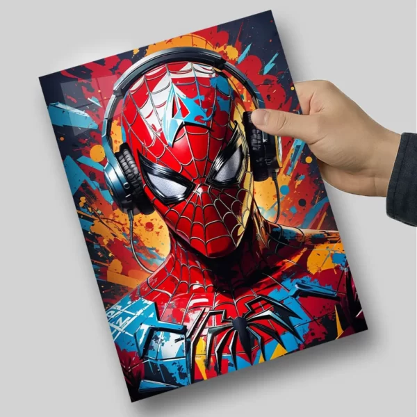 متال پوستر مرد عنکبوتی با هدفون